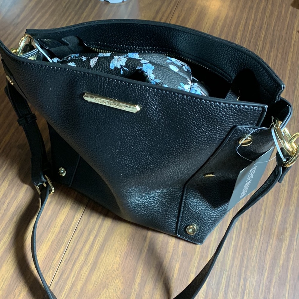 NWT Black Steve Madden Purse Gold Accents
